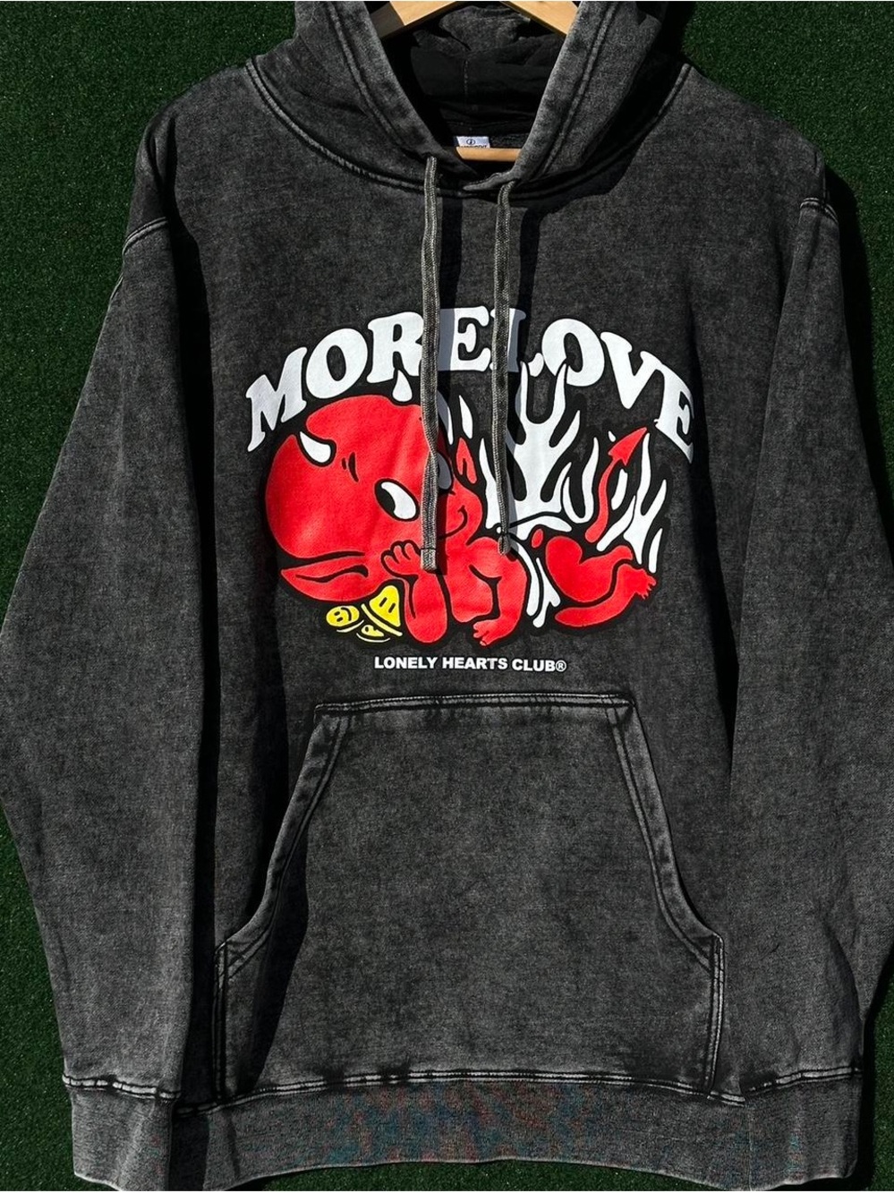 Lonely Hearts Club MORE LOVE Graphic Hoodie with Red Devil Print Medium/M